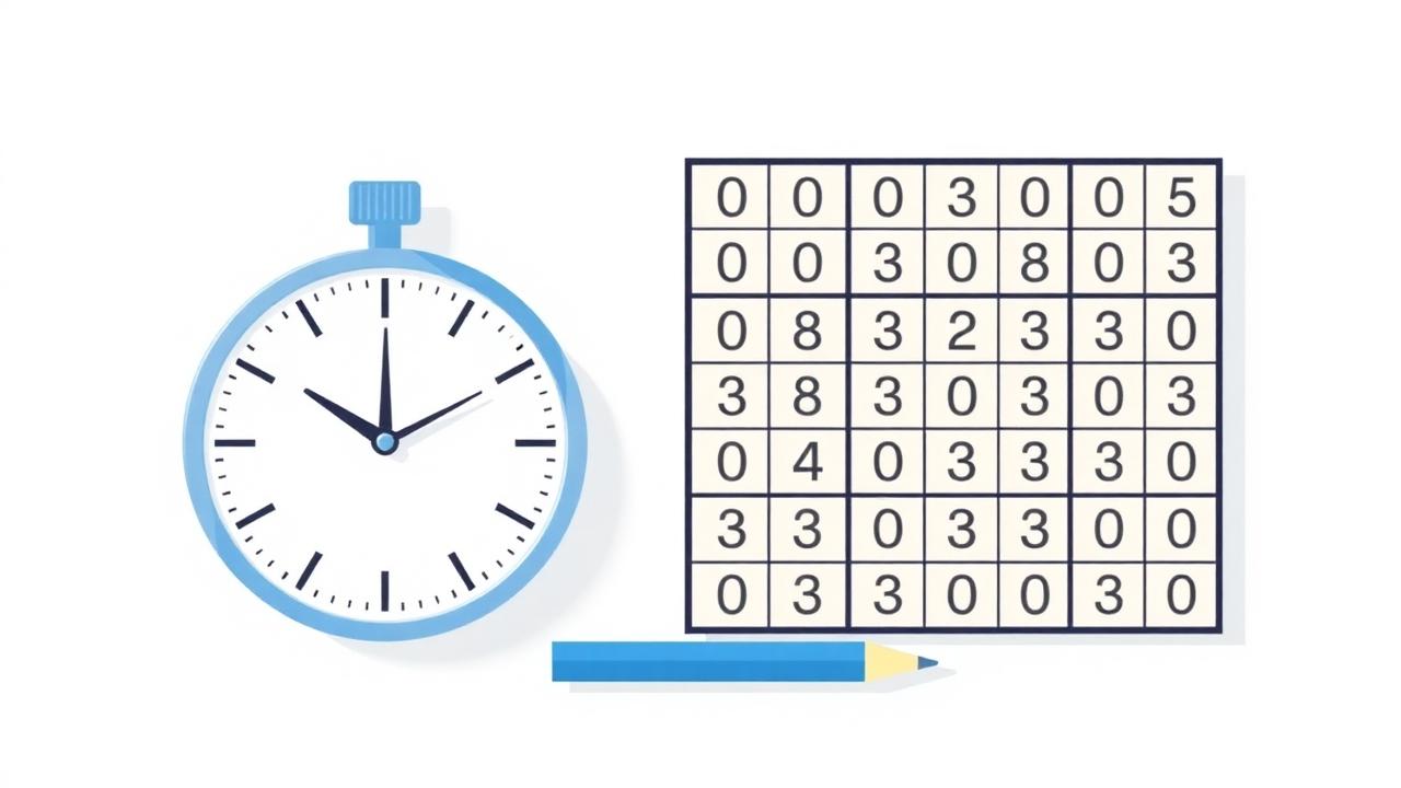 Stoppuhr neben einem Sudoku-Gitter
