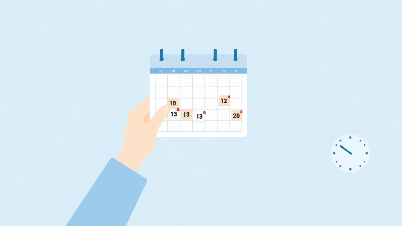 Kalender mit eingeplanten Sudoku-Runden und einer Uhr